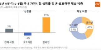 2021년 상반기 국내 가전 시장 성장률 발표