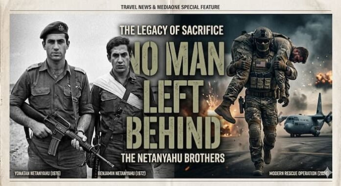 665904377_2361228387689318_8568071986848492288_n 엔테베 작전과 현대 구조 작전을 대비한 이미지, 네타냐후 형제와 특수부대 구조 장면을 함께 표현한 일러스트