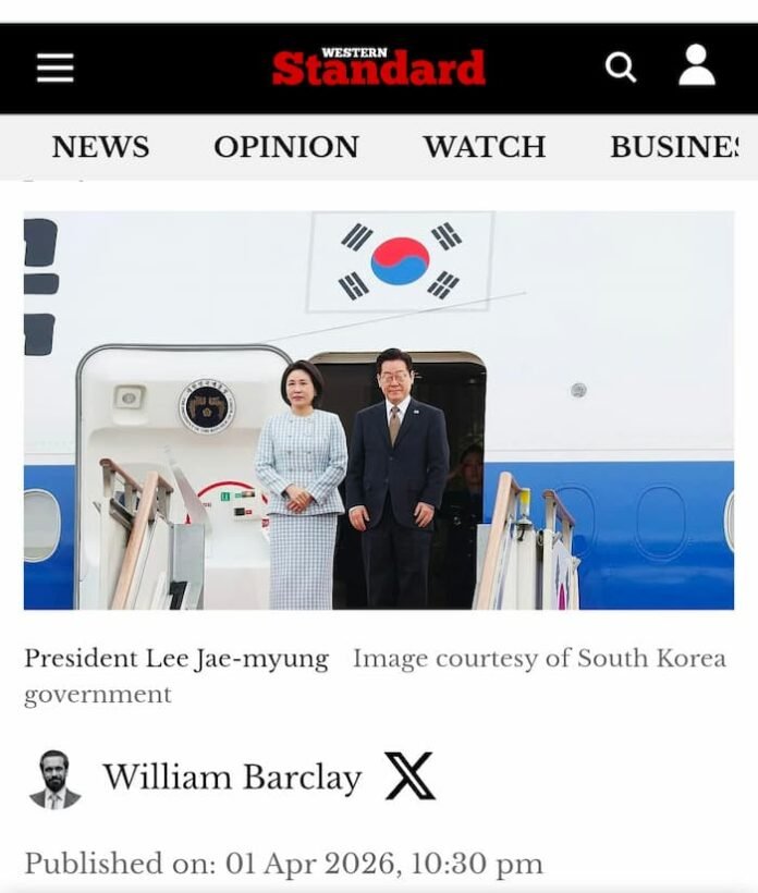 이재명 대통령 전용기 탑승 장면 외신 기사 화면